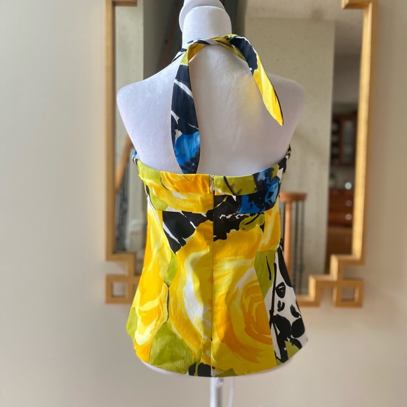 Trina Turk Floral Halter Yellow Rose sz 10 - Picture 3 of 14